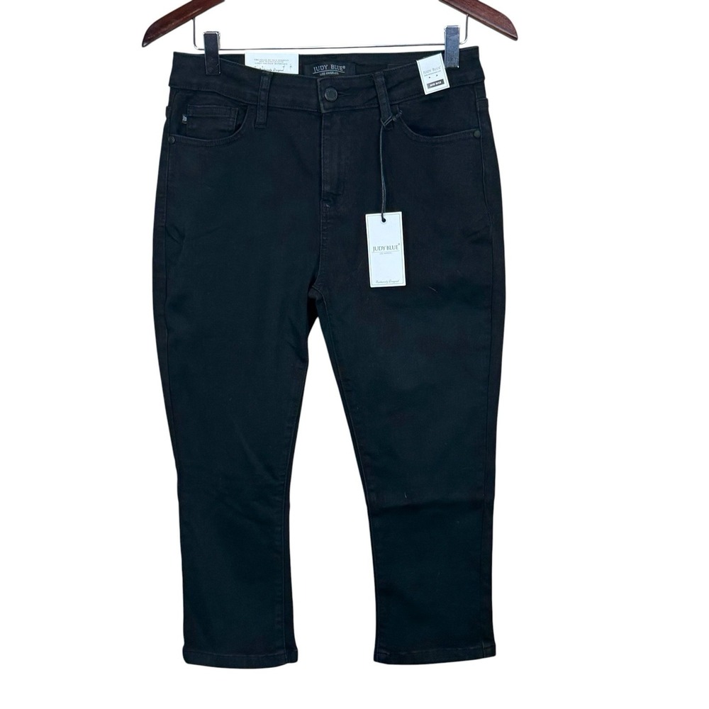 Judy Blue Capri NWT Classic Fit Mid‎ Rise Color Black Denim Womens Jeans Size 7